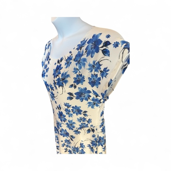 LBisse Blue Floral Midi Dress – Size 1X (NWT) Super Soft Stretchy Feminine Cutie - Picture 5 of 9